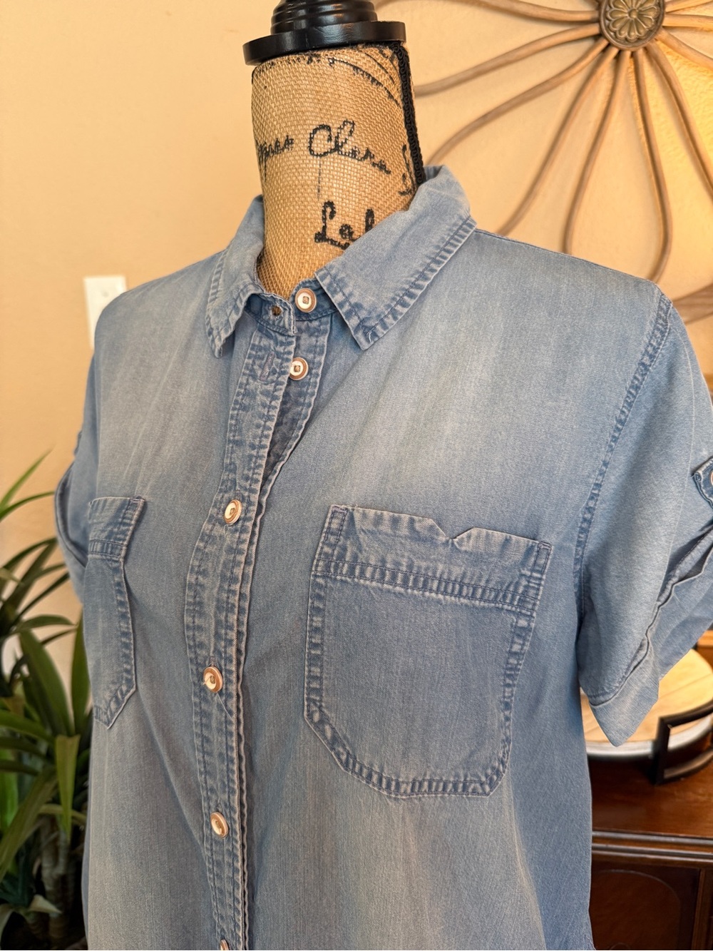 Democracy Light Blue Denim Midi Shirt Dress - Picture 3 of 12